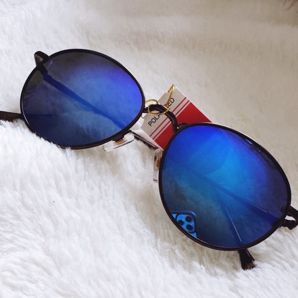 Brielle Bright Blue Polarized Mirrored Sunglasses